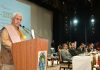 LG Manoj Sinha addressing a gathering at SKUAST-J on Thursday.