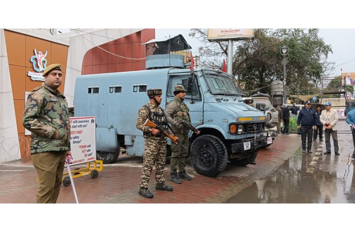 Security personnel on high alert ahead of PM Narendra Modi’s visit to Jammu on Monday.