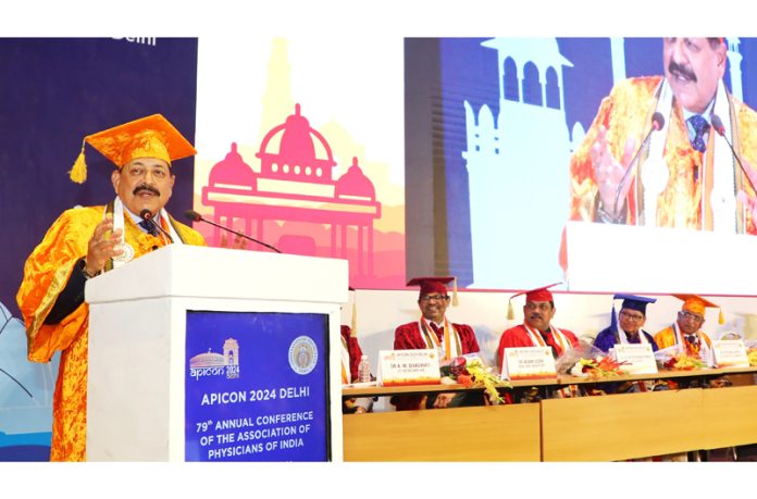Union Minister Dr. Jitendra Singh,as chief guest, addressing Association of Physicians of India Conference (APICON) 2024, at New Delhi.