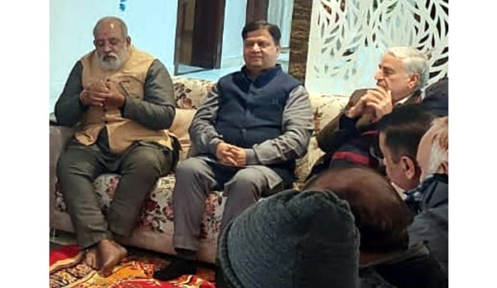 Advocate Pawan Dev Singh, President, SJK along with others during a meeting held in Jammu on Sunday.