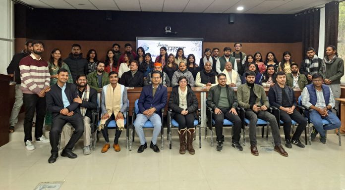Alumni of IIMC Jammu with students and faculty.