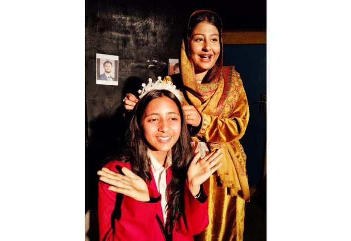 A scene from play 'Miss World Undeclared' staged at Jammu on Sunday.