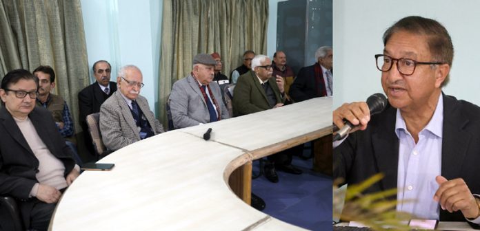 A dignitary expressing his views during a lecture at GM Camp College in Jammu on Thursday. -Excelsior Rakesh