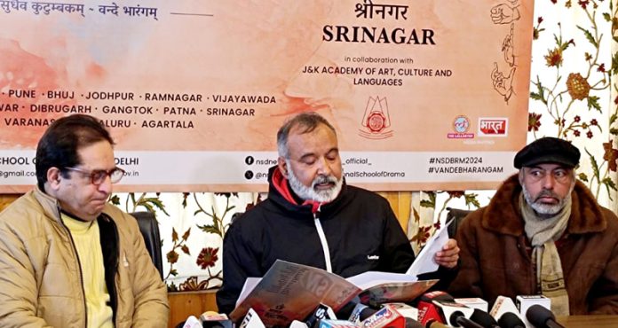 Suman Vaidya along with other organizers during a press conference in Srinagar on Thursday. — Excelsior/Shakeel
