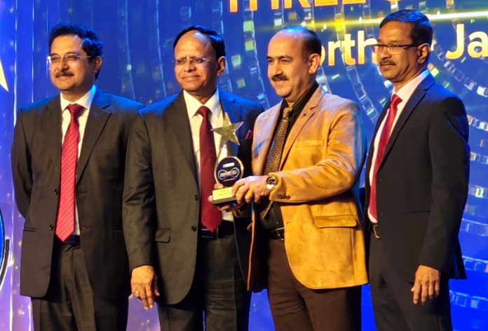 Ved Sharma, proprietor of Three Star Electronics receives ‘Best Distributor Award’ during Blue Star Product launch function at New Delhi.