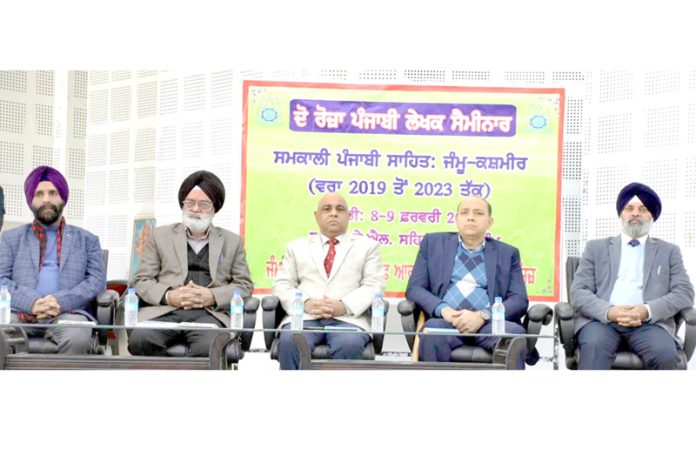 Guests during the inaugural of two-day Punjabi writers' seminar by JKAACL on Thursday.