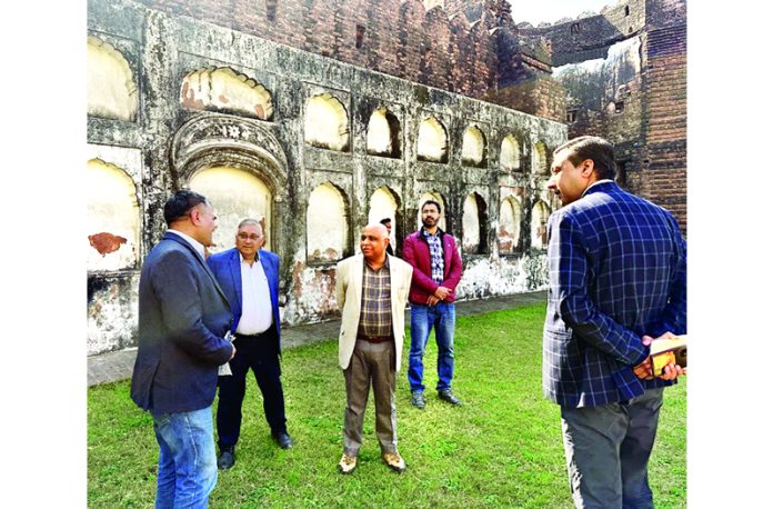 Principal Secretary Culture Suresh Kumar during visit to Akhnoor Fort on Saturday.