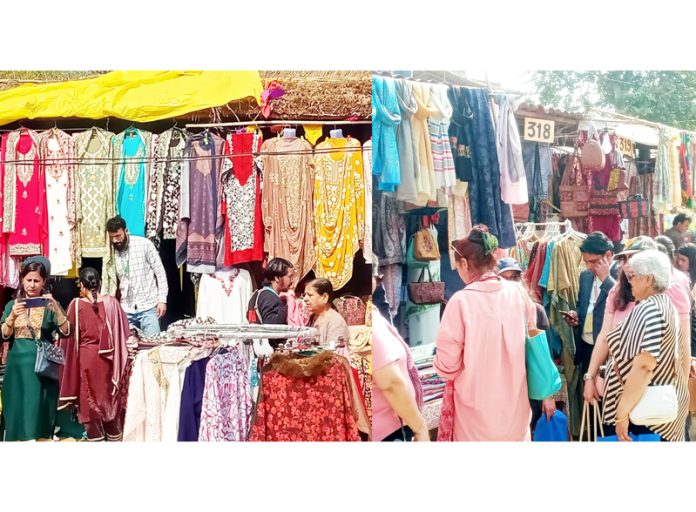 Visitors throng J&K stall during 37th Surajkund International Mela held in Faridabad, Haryana.