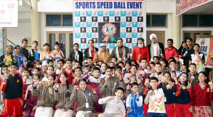 Speedball players posing with dignitaries at Jammu.