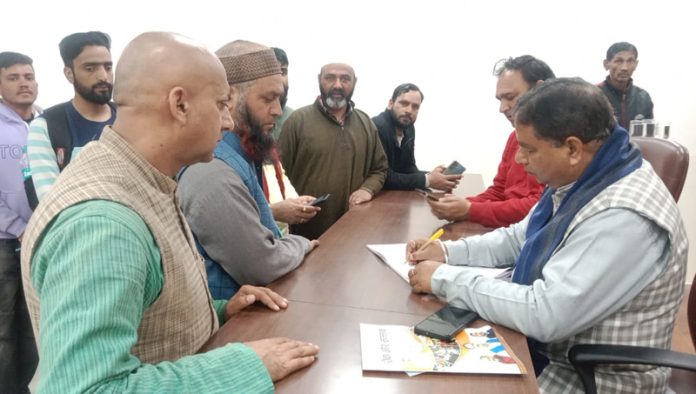 Ex Minister Sat Sharma at a public darbar at BJP office Jammu on Wednesday.