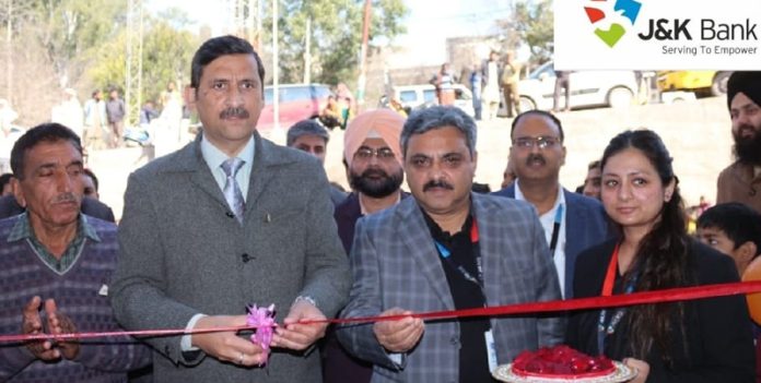 J&K Bank Divisional Head (Jammu) and Zonal Head (Rajouri) inaugurating new premises of the bank's Kalakote branch.