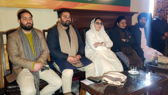 BJP and BJYM leaders during a convention at Srinagar on Sunday.