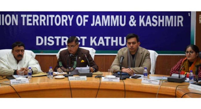 Kathua DDC chairing a meeting on Wednesday.