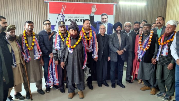 Apni Party, Senior Vice President, Ghulam Hassan Mir during a joining prog organised in Jammu on Wednesday.