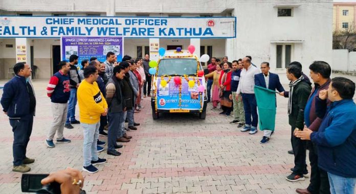 CMO Kathua Dr Vijay Raina flagging off an Awareness Van on Wednesday.