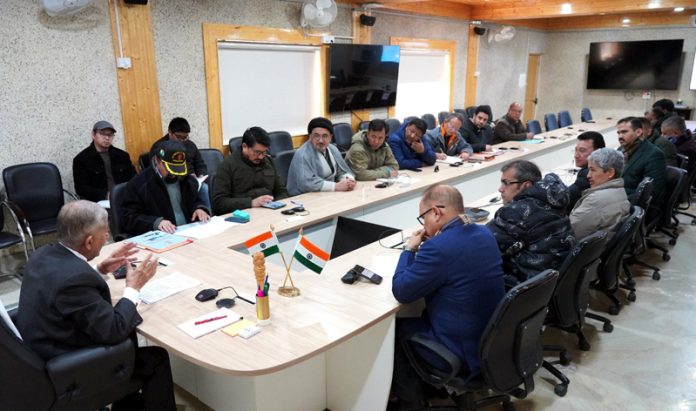 LG Ladakh holding meeting with CECs of LAHDC Leh and Kargil in presence of senior officers.