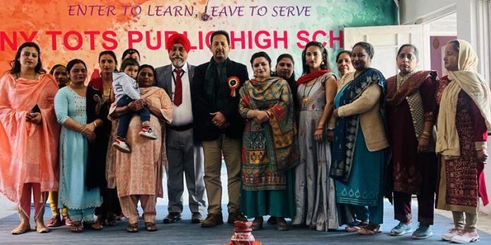 Tiny Tots Public High School Management posing along with BJP leader Baldev Singh Billawaria at Jammu.