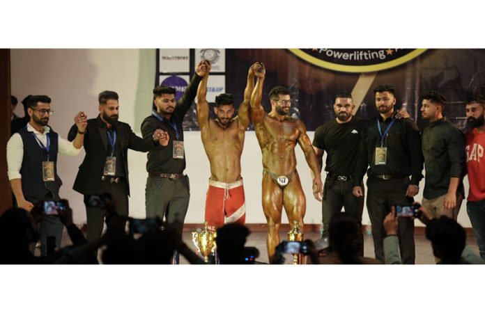 Bodybuilders during Classic Physique competition at Jammu.
