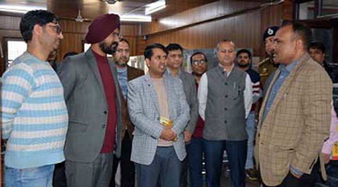 CEO J&K Pandurang K Pole during visit to polling station in Doda on Sunday.