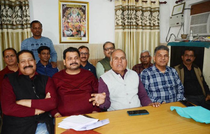 Vishwakarma Sabha members during meeting in Jammu on Sunday.