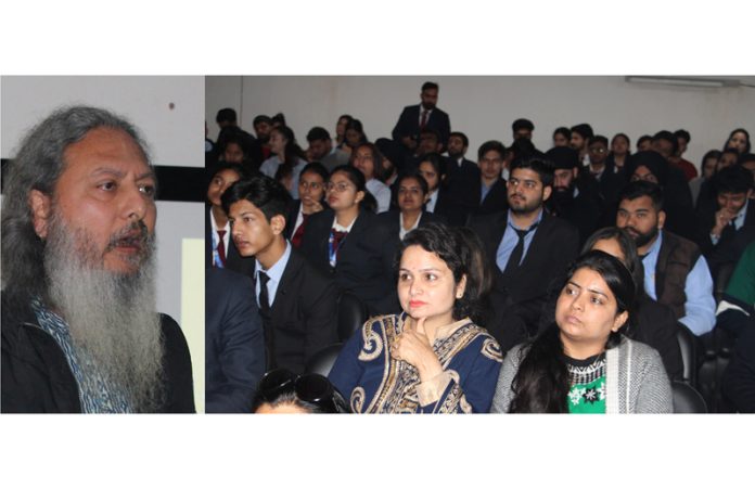 A dignitary addressing during a workshop at University of Jammu on Monday.