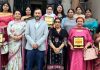 Dignitaries posing for a group photograph at a programme on 'Women Empowerment' in Jammu on Wednesday.