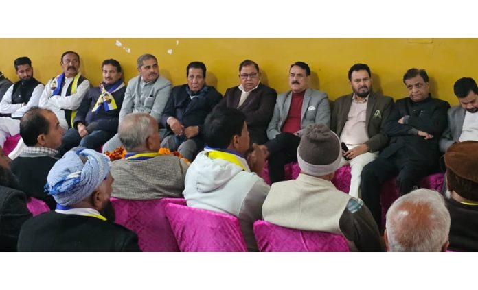 Senior DPAP leaders at a meeting at Hiranagar in Kathua on Saturday.