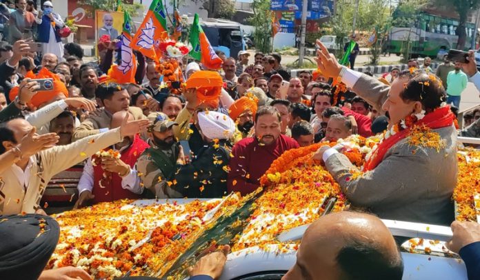 Dr. Jitendra Singh being accorded grand welcome in Jammu after announcement of his candidature for Udhampur Lok Sabha seat.