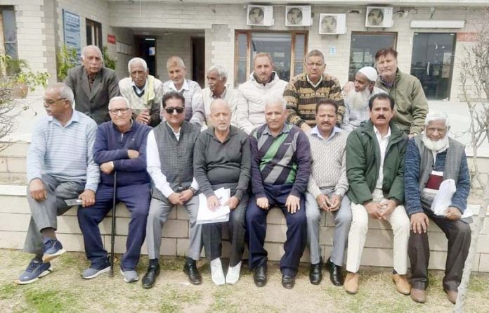 Jammu and Kashmir Sports Council retired employees during a meeting in Jammu.