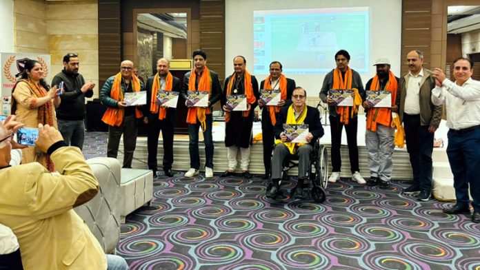 Dignitaries unveiling a Coffee book table in Gurugram to showcase the 10-year journey of Kashmir Peace Lovers.