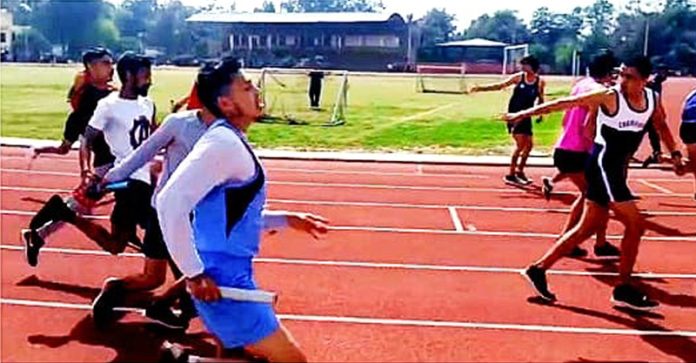 Athletes participating in different field events on Day-2 of 46th Annual Inter-Collegiate Athletic meet at University of Jammu on Wednesday.