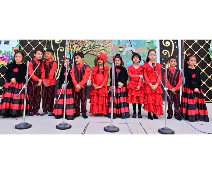 Students of pre-primary wing of GD Goenka Public School, Jammu presenting a group song during annual day function.