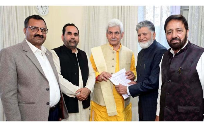 Former Minister along with others meeting with LG Manoj Sinha on Thursday.