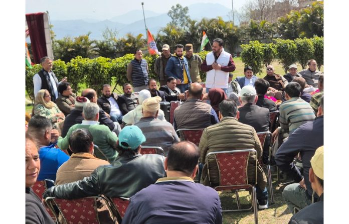 JKPCC president, V.R Wani addressing party workers’ meeting at Udhampur.