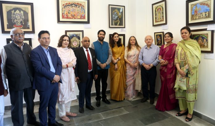 Principal Secretary SK Gupta with other dignitaries at Master Sansar Chand Gallery in Jammu on Friday.