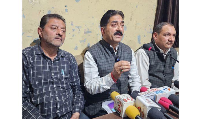 TTOU J&K leaders during a press conference at Jammu. -Excelsior/Rakesh