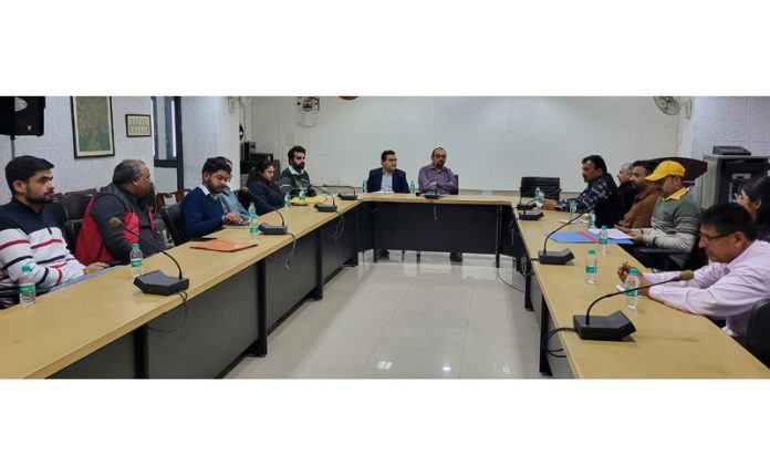 Assistant Commissioner of Income Tax, Balbir Singh along with other officers addressing a gathering of taxpayers in Jammu on Wednesday.