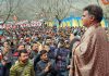 BJP president, Ravinder Raina addressing a public rally at Barah (Shangus) in South Kashmir's Anantnag district on Tuesday.