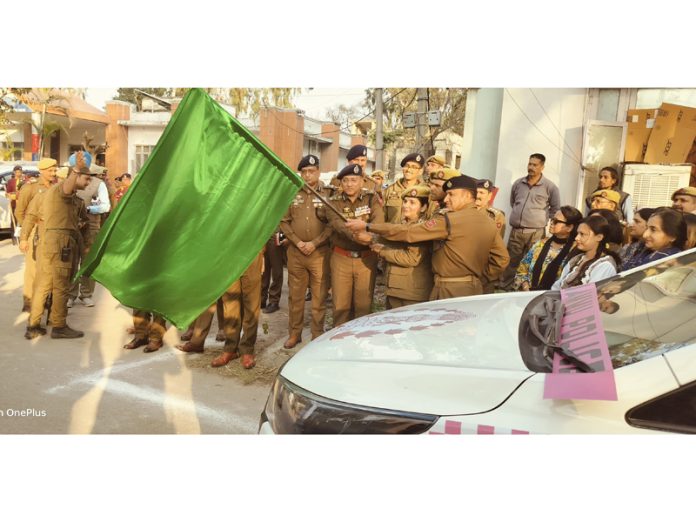 ADGP Jammu Zone flagging of Pink Patrol from Gandhi Nagar on Wednesday.
