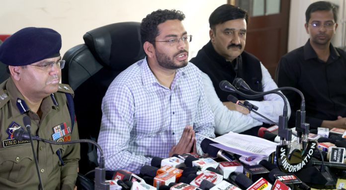 DC Jammu Sachin Kumar Vaishya addressing media persons in Jammu on Tuesday.