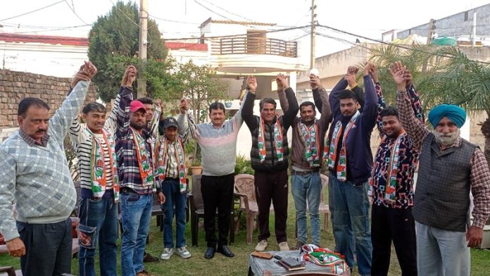 BJP and NC members who joined Congress are taking into the party fold by Congress vice president Yashpal Kundal at Ramgarh on Tuesday.