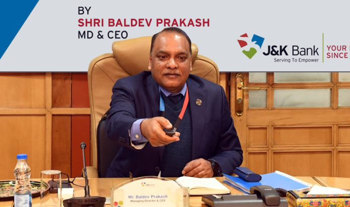 MD and CEO of J&K Bank, Baldev Prakash launching new digital offerings of the Bank.