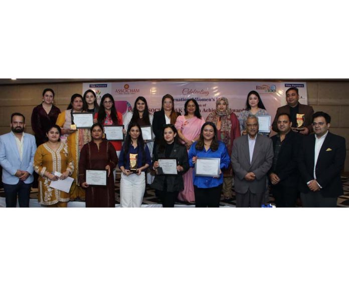 Women of J&K honoured with Assocham J&K Women Achievers Award-2024 during a function in Jammu.