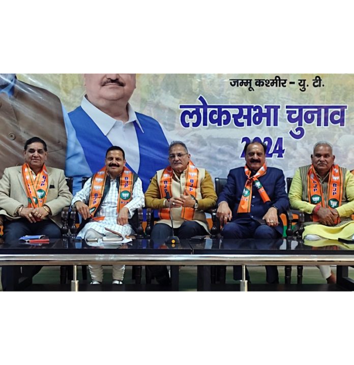 BJP leaders during a party meeting at Jammu on Thursday.