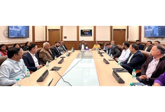 Chairman of JK RERA, Satish Chandra along with Commissioner Secretary H&UDD Mandeep Kour chairing a meeting in Jammu on Tuesday.