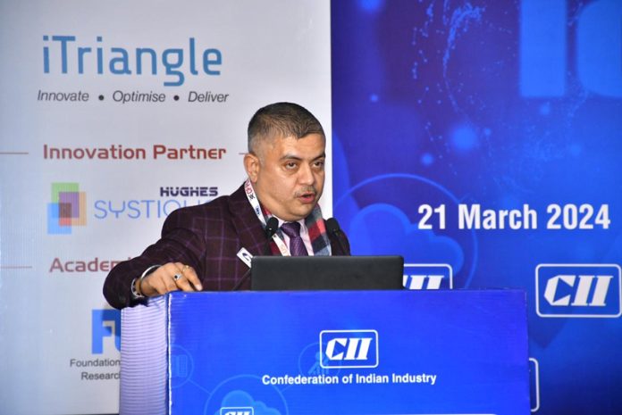 Amit Sharma addressing a gathering at CII's 6th edition of the summit on IoT in New Delhi on Thursday.