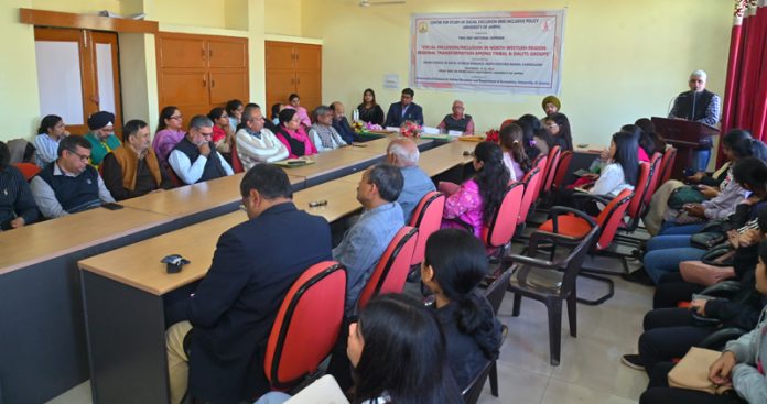 Participants attending national seminar on Tribals and Dalits at Jammu University.