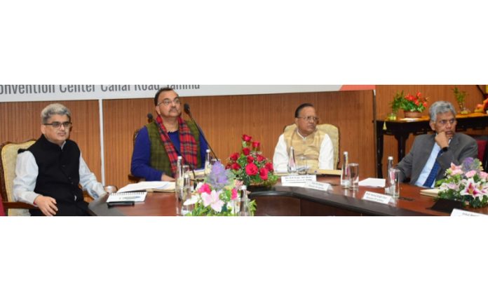 Former bureaucrat and Advisor to PM Amarjeet Sinha chairing a meeting on Tuesday.