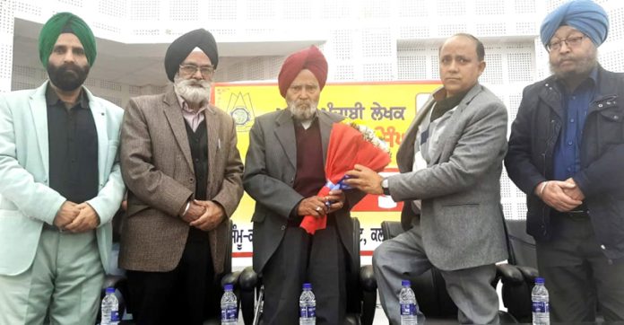 Renowned writer Didar Singh during 'Meet-the-Author' programme organized by JKAACL at Jammu on Saturday.