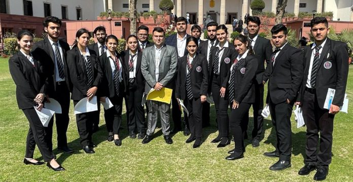 Students of MIET School of Law during visit to Supreme Court of India on Saturday.